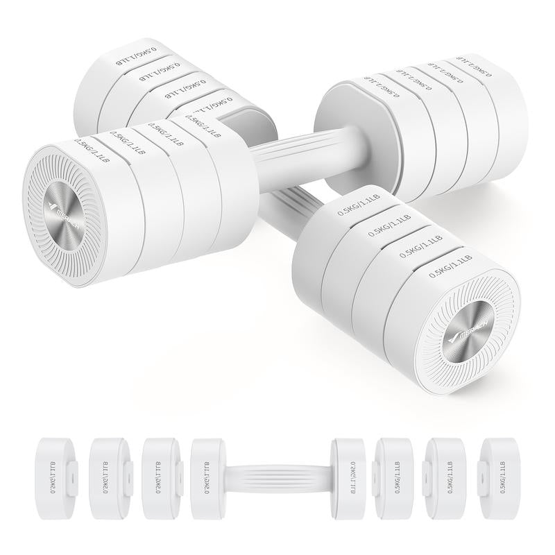 MERACH Adjustable Dumbbell Set, 4 in 1 Free Weights Dumbbells Each 2.2-8.8LBS Hand Weights for Women Soft Rubber Handle for Home Gym Exercise Training