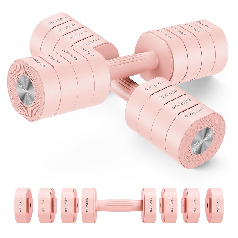 MERACH Adjustable Dumbbell Set, 4 in 1 Free Weights Dumbbells Each 2.2-8.8LBS Hand Weights for Women Soft Rubber Handle for Home Gym Exercise Training