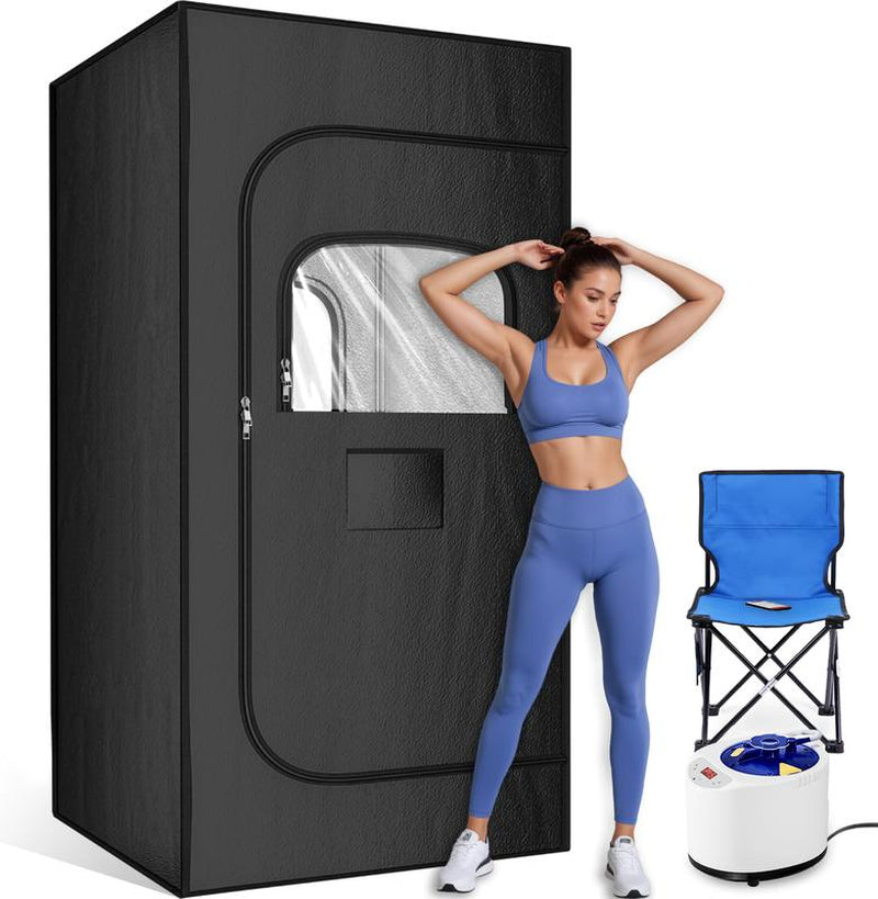 TEHANLD Portable Sauna Box for Home, Personal Steam Nurecover Saunas Heater at Home Use, 3L 1200W Steamer, Indoor Foldable Sauna Tent, Dry Sauna SPA Full Body